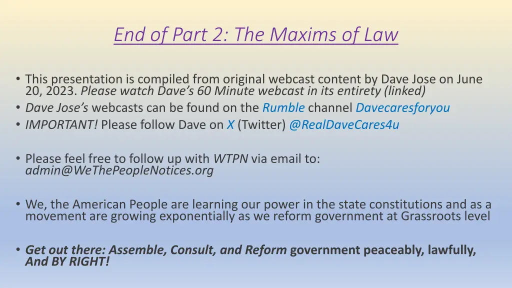 end of part 2 the maxims of law