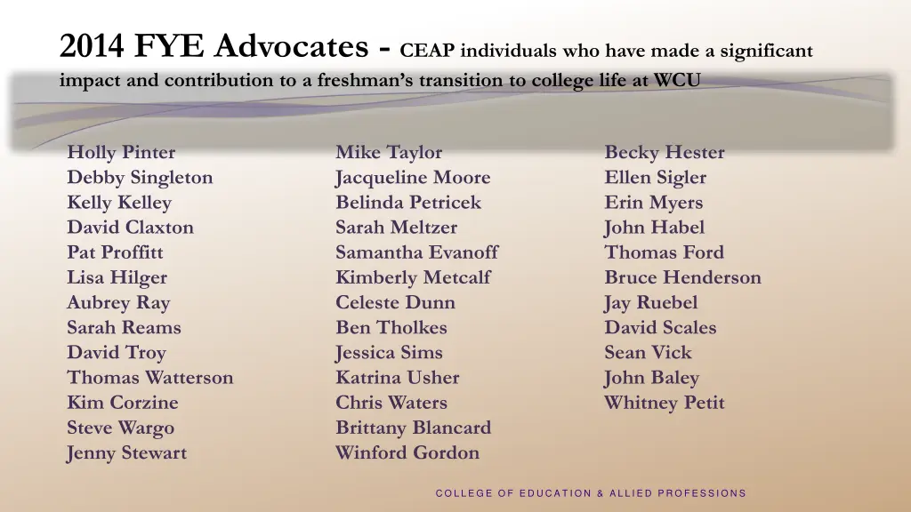 2014 fye advocates ceap individuals who have made