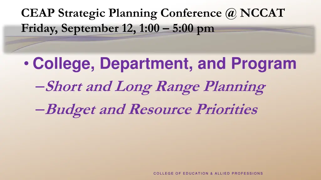 ceap strategic planning conference @ nccat friday