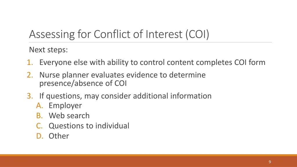 assessing for conflict of interest coi 1