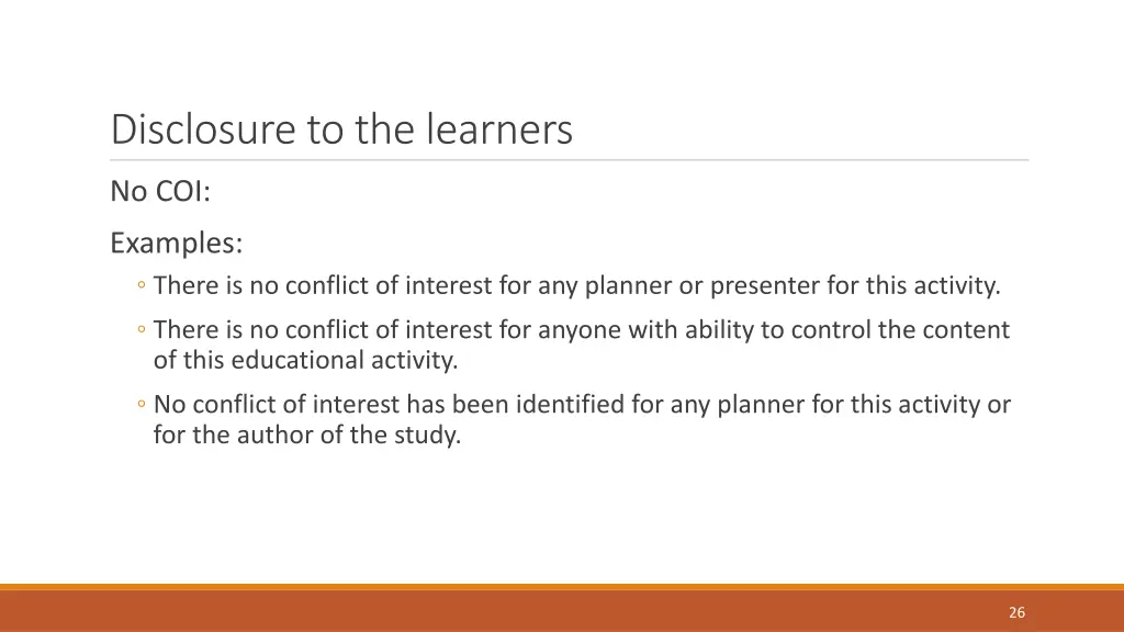 disclosure to the learners