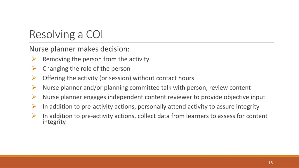 resolving a coi