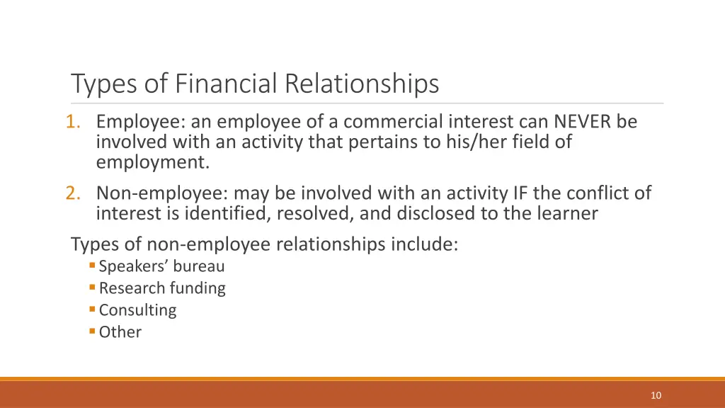 types of financial relationships