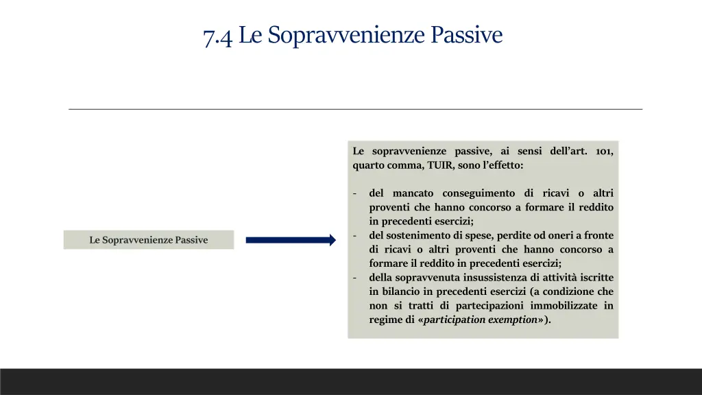 7 4 le sopravvenienze passive