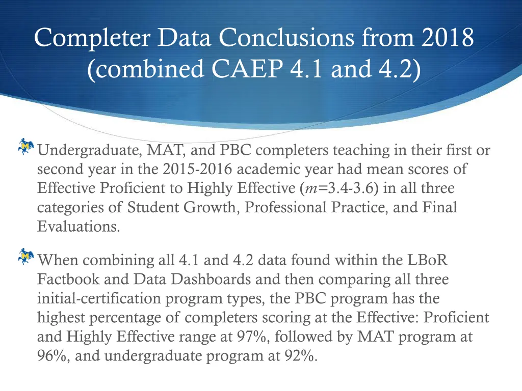 completer data conclusions from 2018 combined