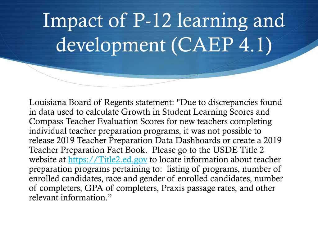 impact of p 12 learning and development caep 4 1
