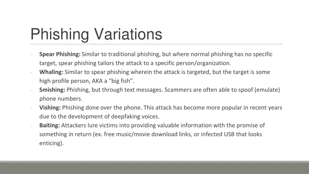 phishing variations