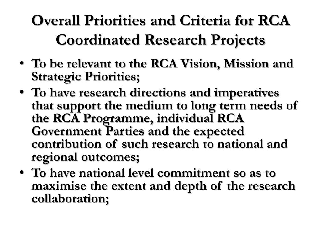 overall priorities and criteria