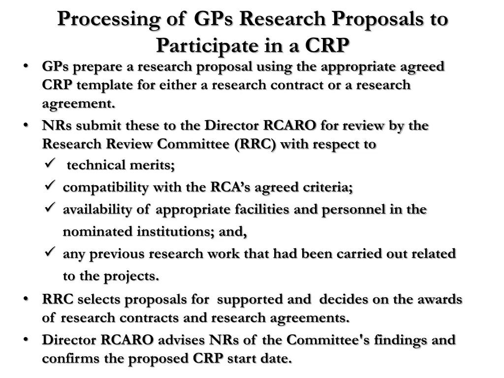 processing of gps research proposals