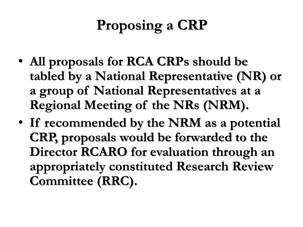 proposing a crp