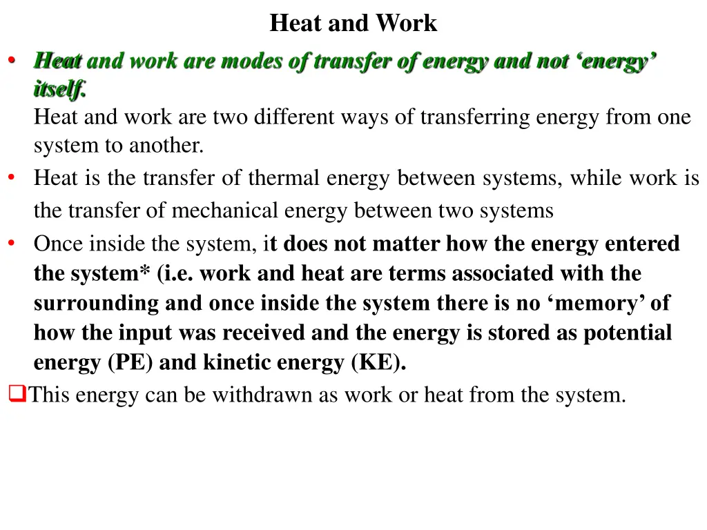 heat and work