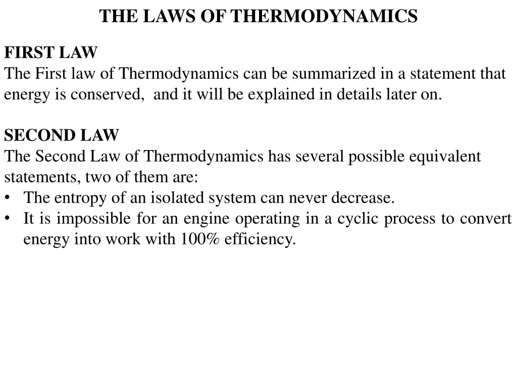 the laws of thermodynamics