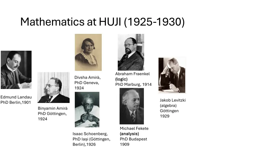 mathematics at huji 1925 1930