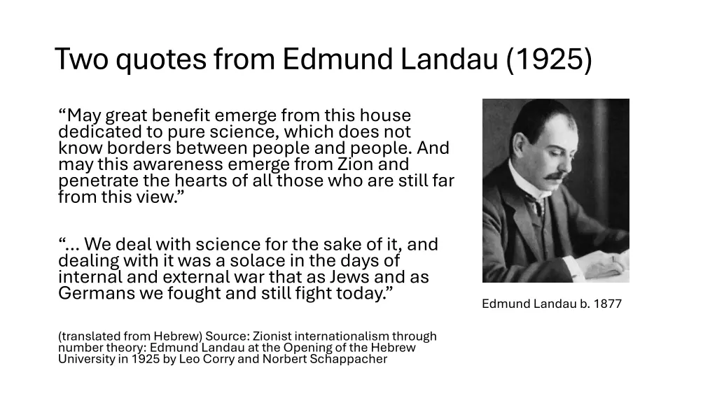 two quotes from edmund landau 1925