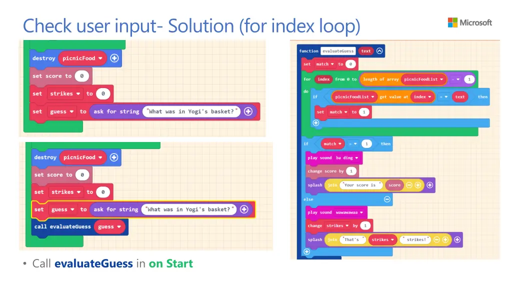 check user input solution for index loop