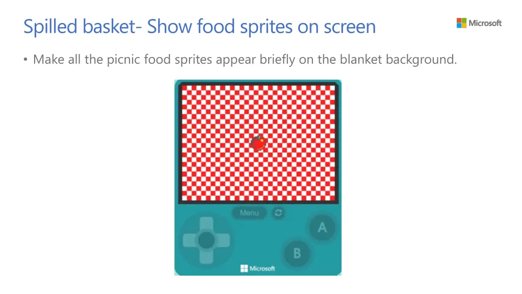 spilled basket show food sprites on screen