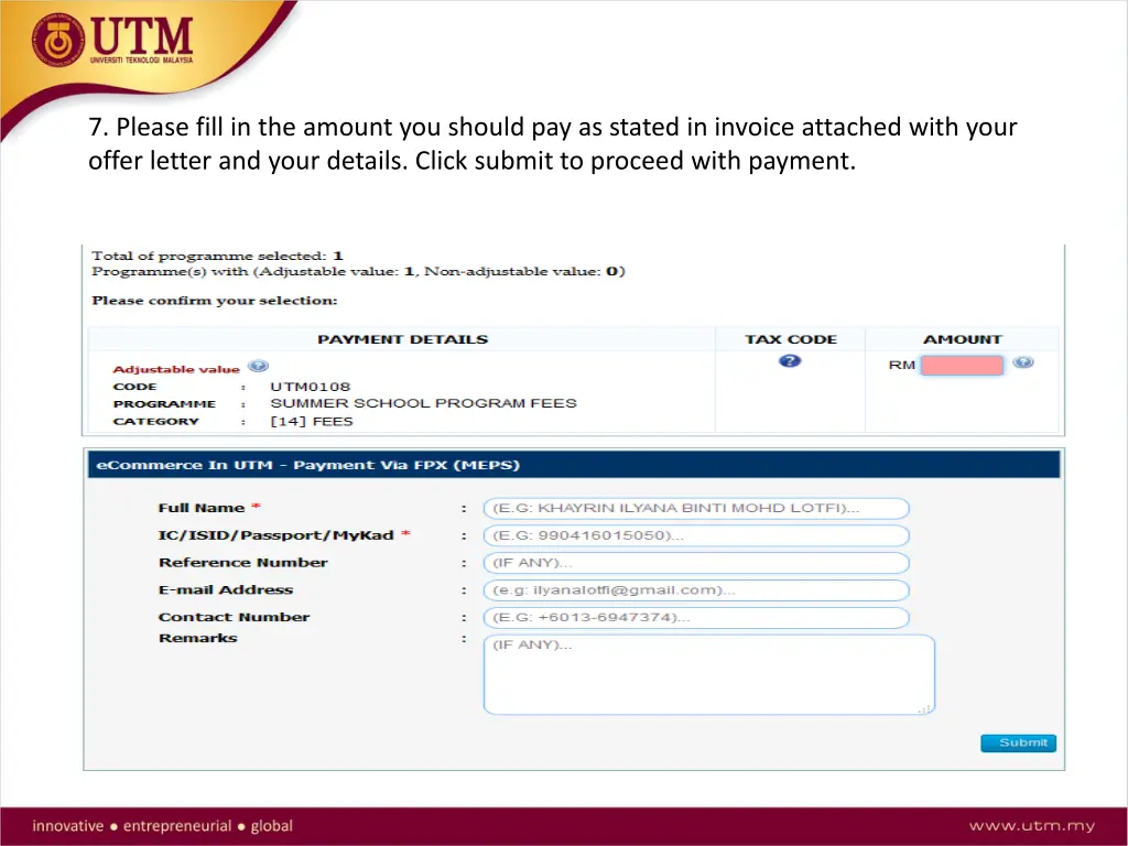 7 please fill in the amount you should