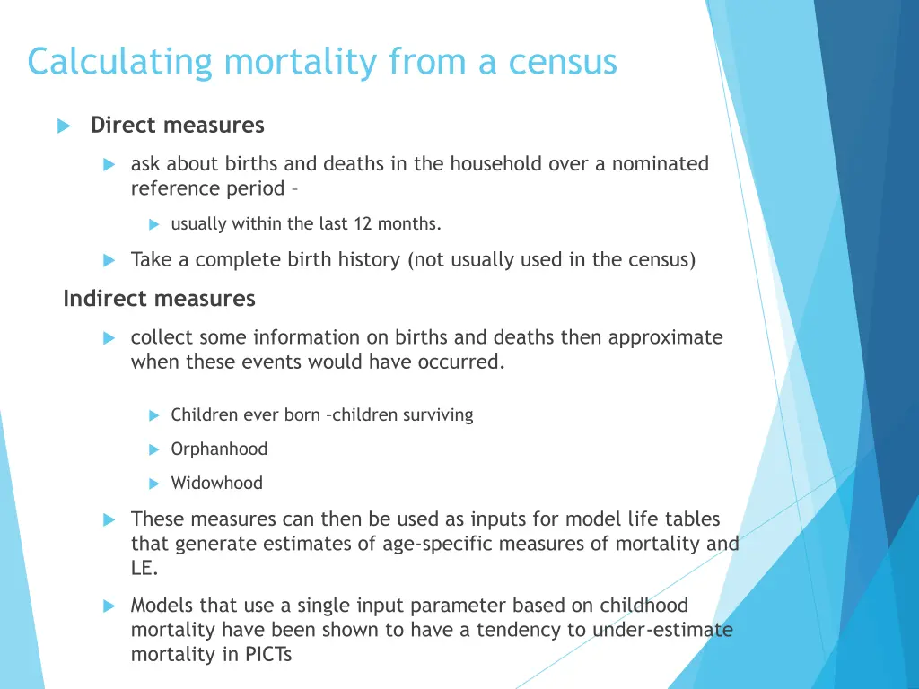 calculating mortality from a census