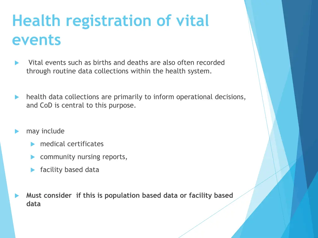 health registration of vital events