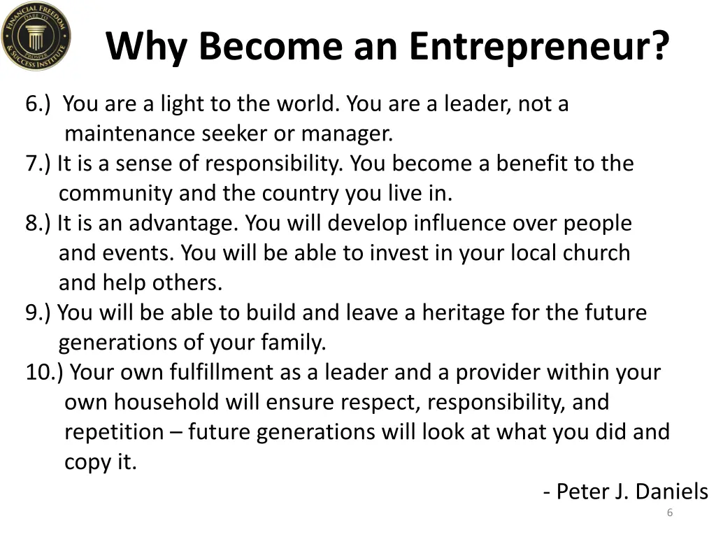 why become an entrepreneur 1