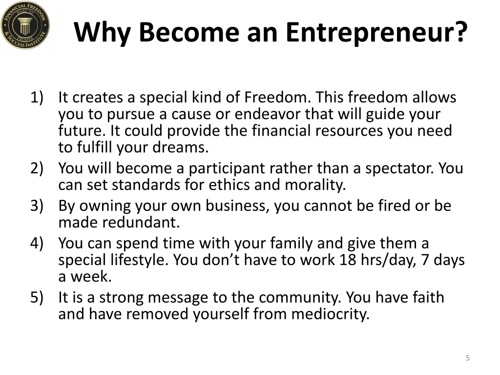 why become an entrepreneur