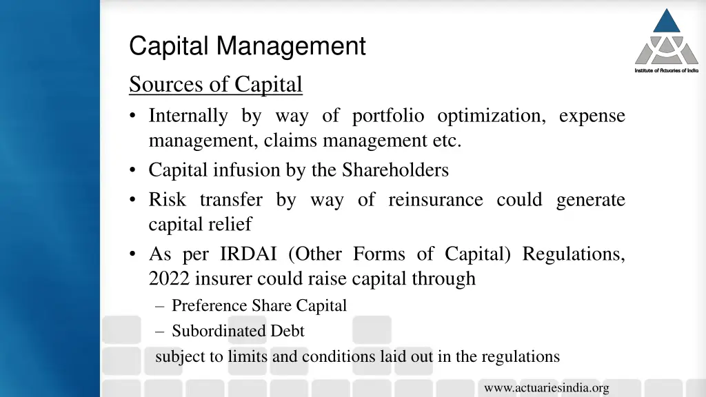 capital management sources of capital internally