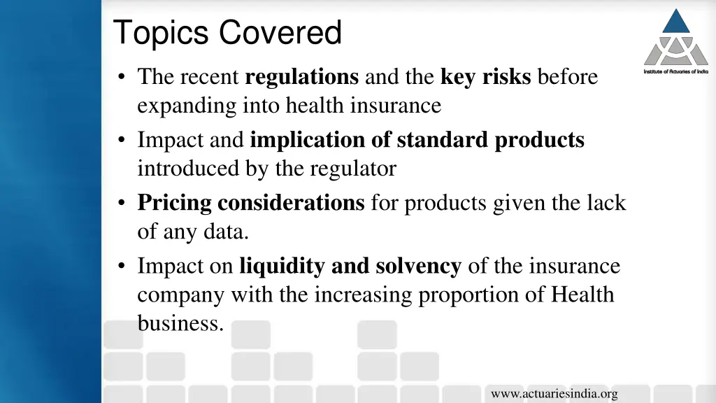 topics covered the recent regulations