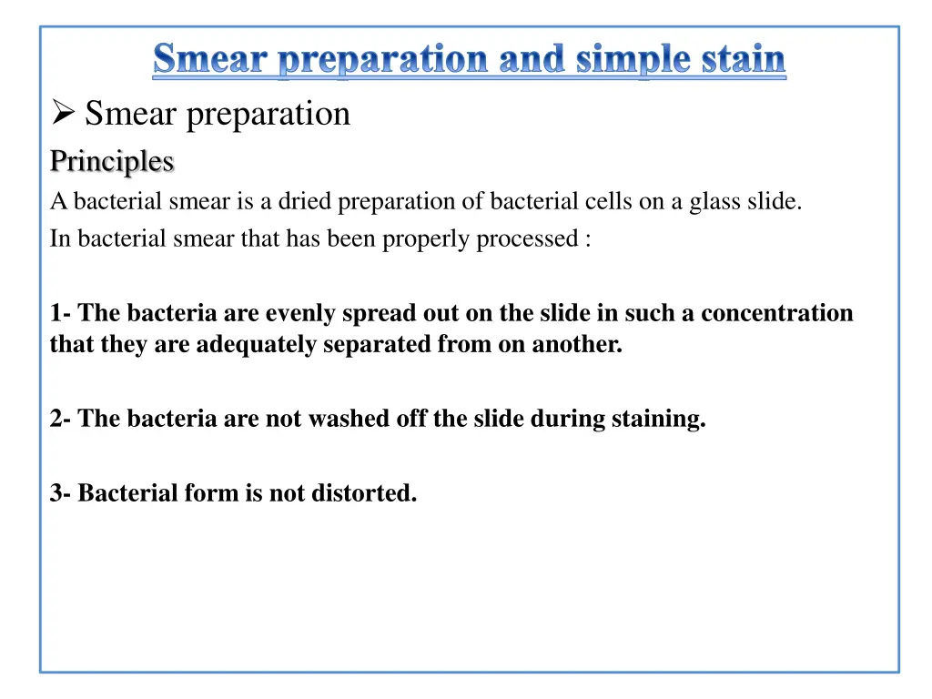 smear preparation and simple stain smear