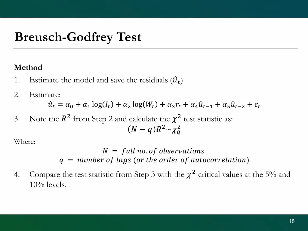 breusch godfrey test