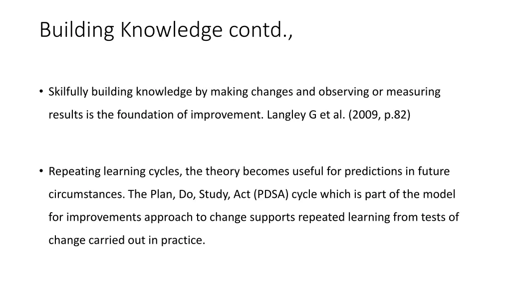 building knowledge contd