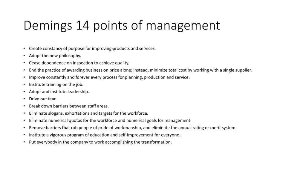 demings 14 points of management
