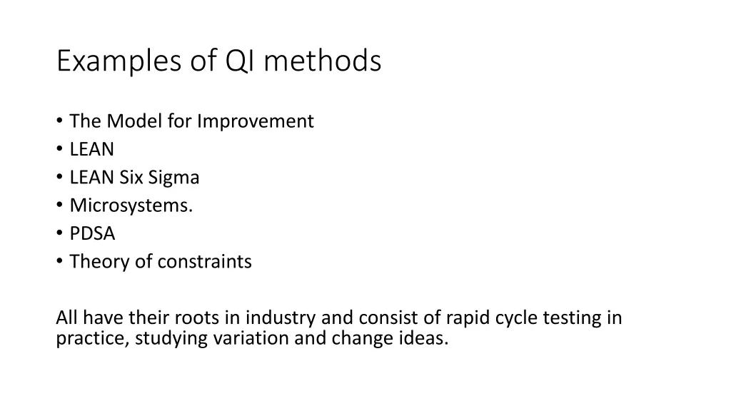 examples of qi methods