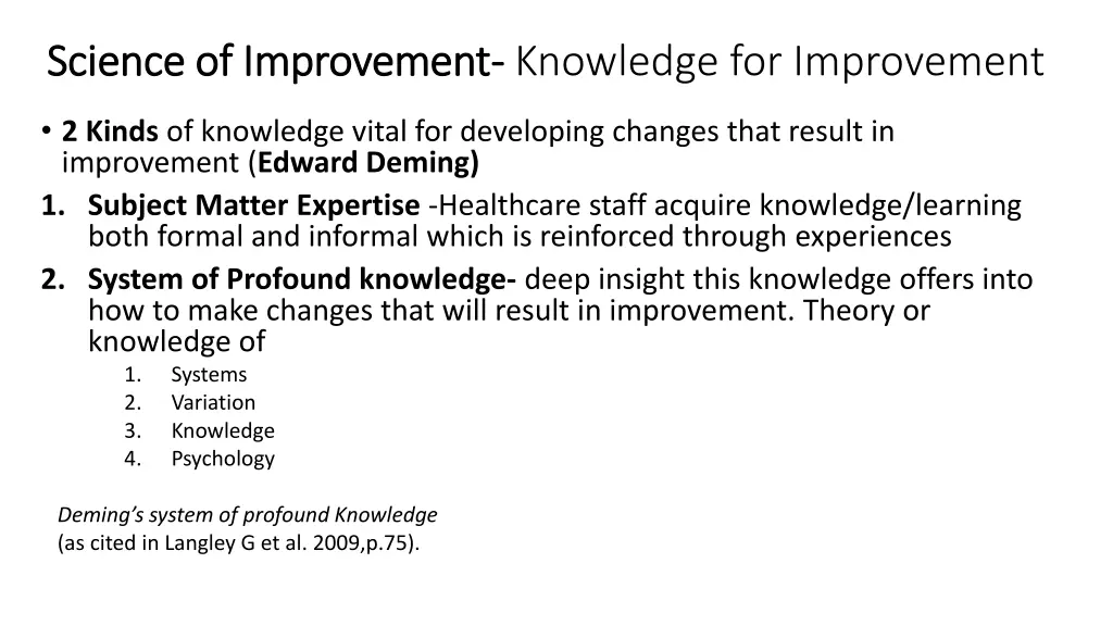 science of improvement science of improvement