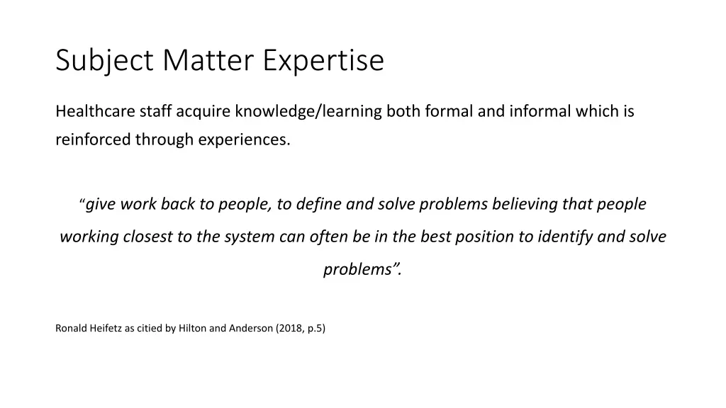 subject matter expertise