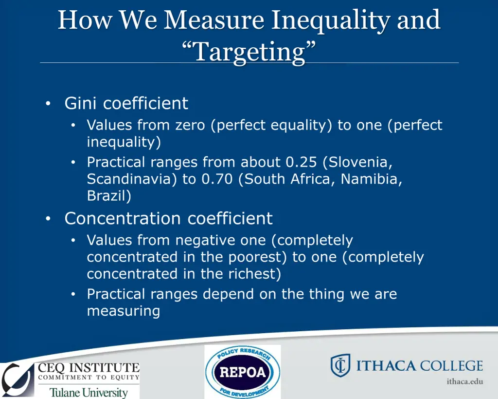 how we measure inequality and targeting