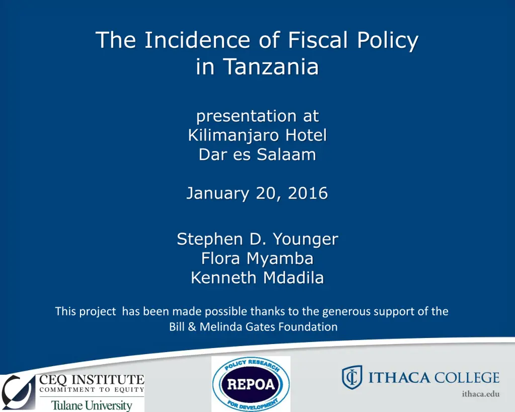 the incidence of fiscal policy in tanzania