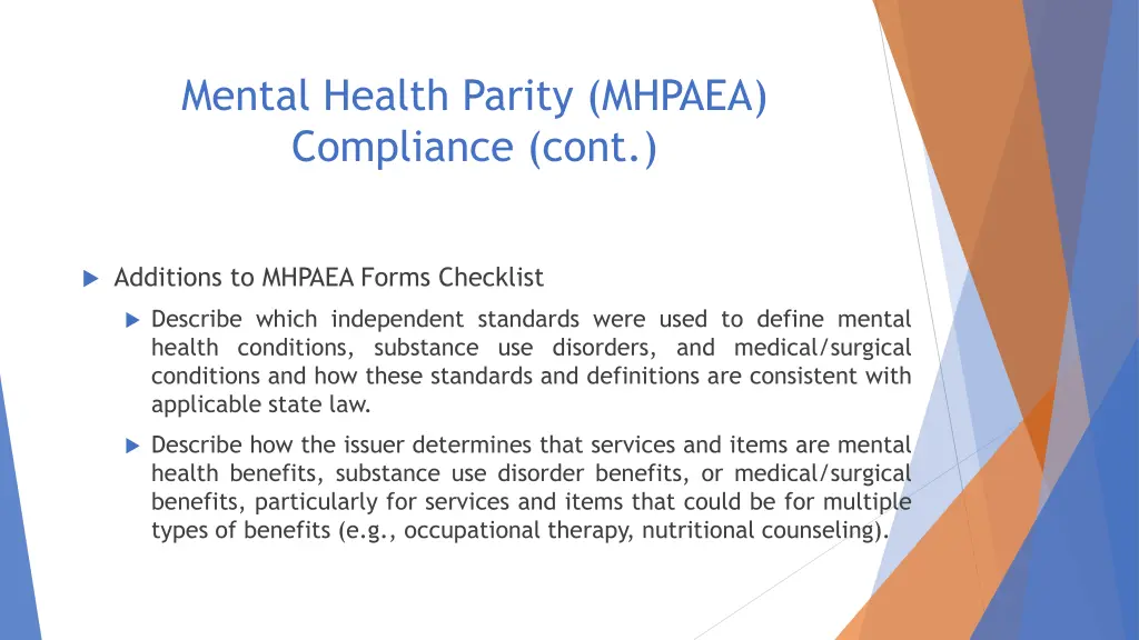 mental health parity mhpaea compliance cont 1