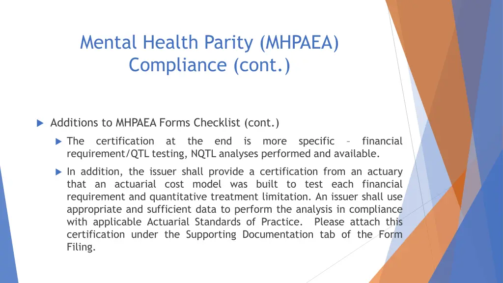 mental health parity mhpaea compliance cont 3