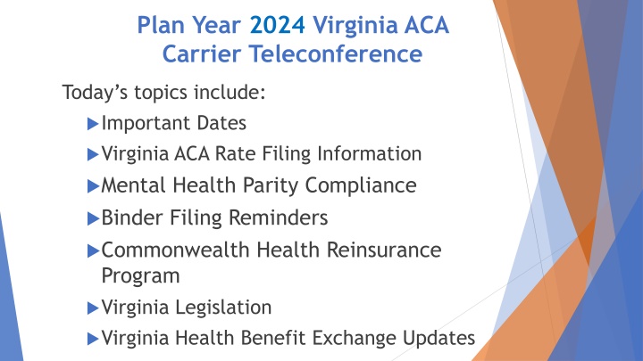 plan year 2024 virginia aca carrier teleconference