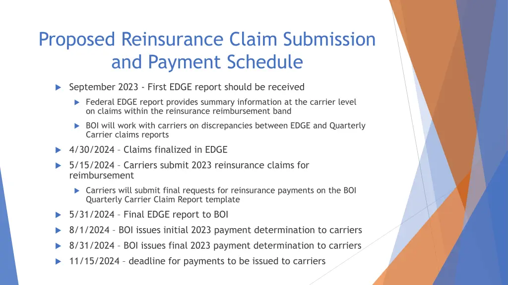 proposed reinsurance claim submission and payment