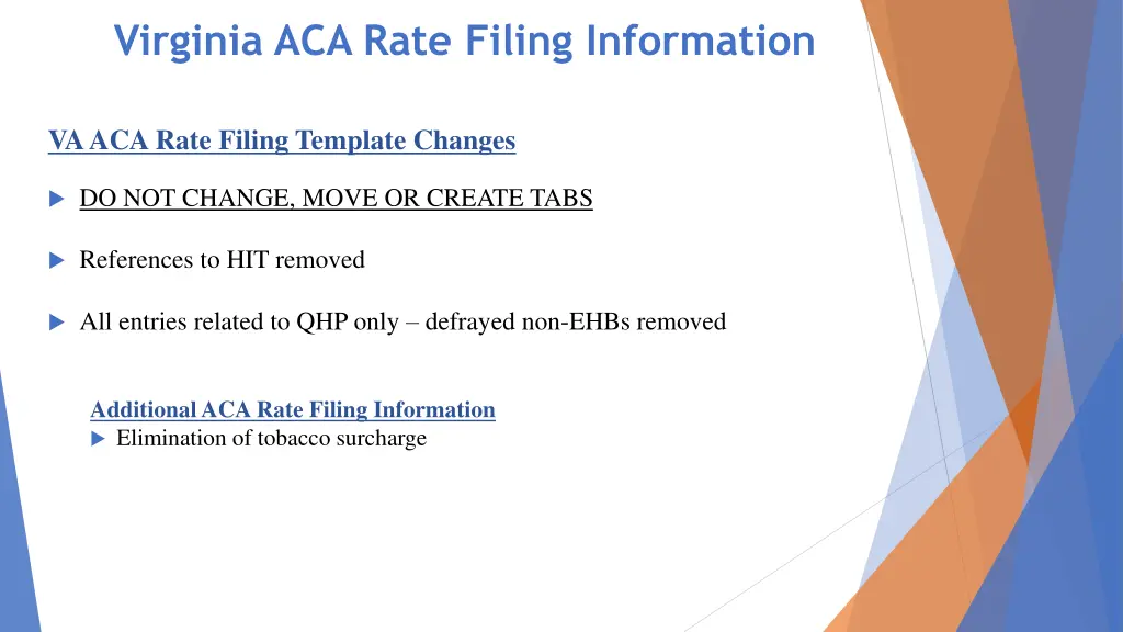 virginia aca rate filing information