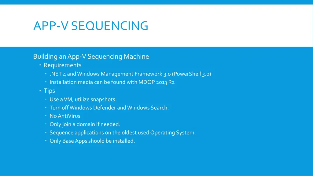 app v sequencing