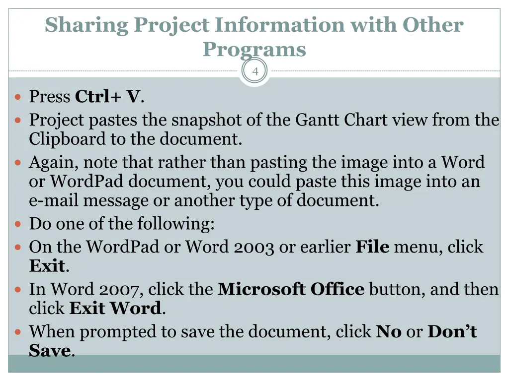 sharing project information with other programs 4