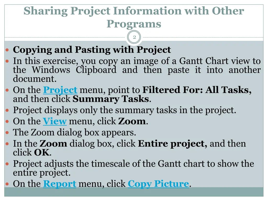 sharing project information with other programs