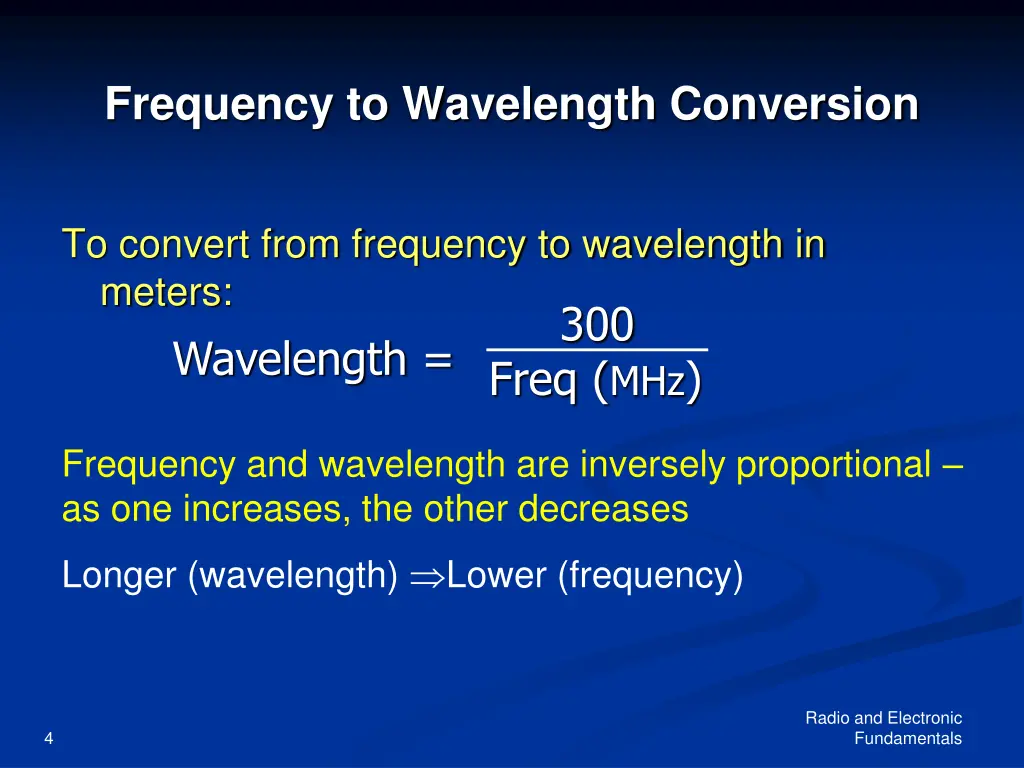 frequency to wavelength conversion