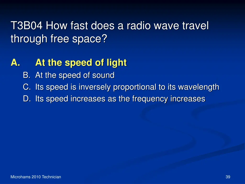 t3b04 how fast does a radio wave travel through 1