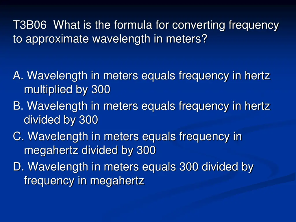 t3b06 what is the formula for converting