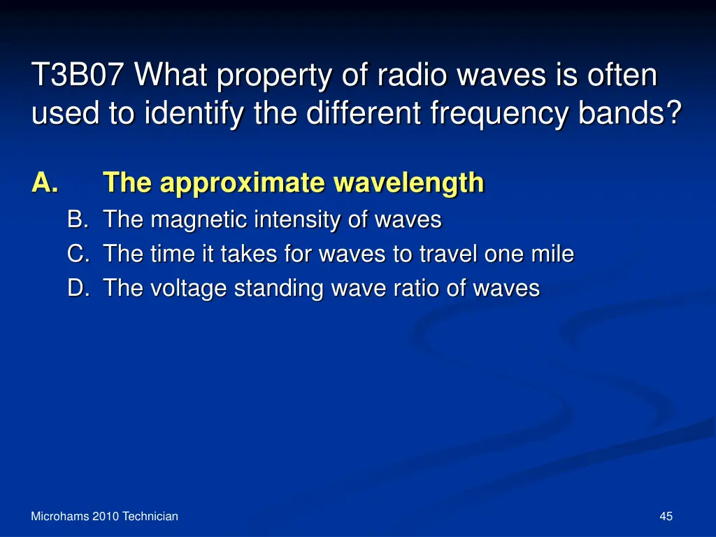 t3b07 what property of radio waves is often used 1
