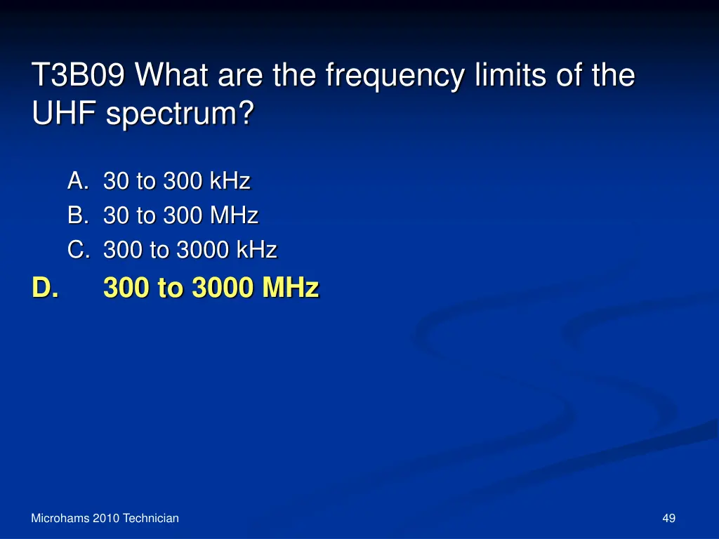 t3b09 what are the frequency limits 1