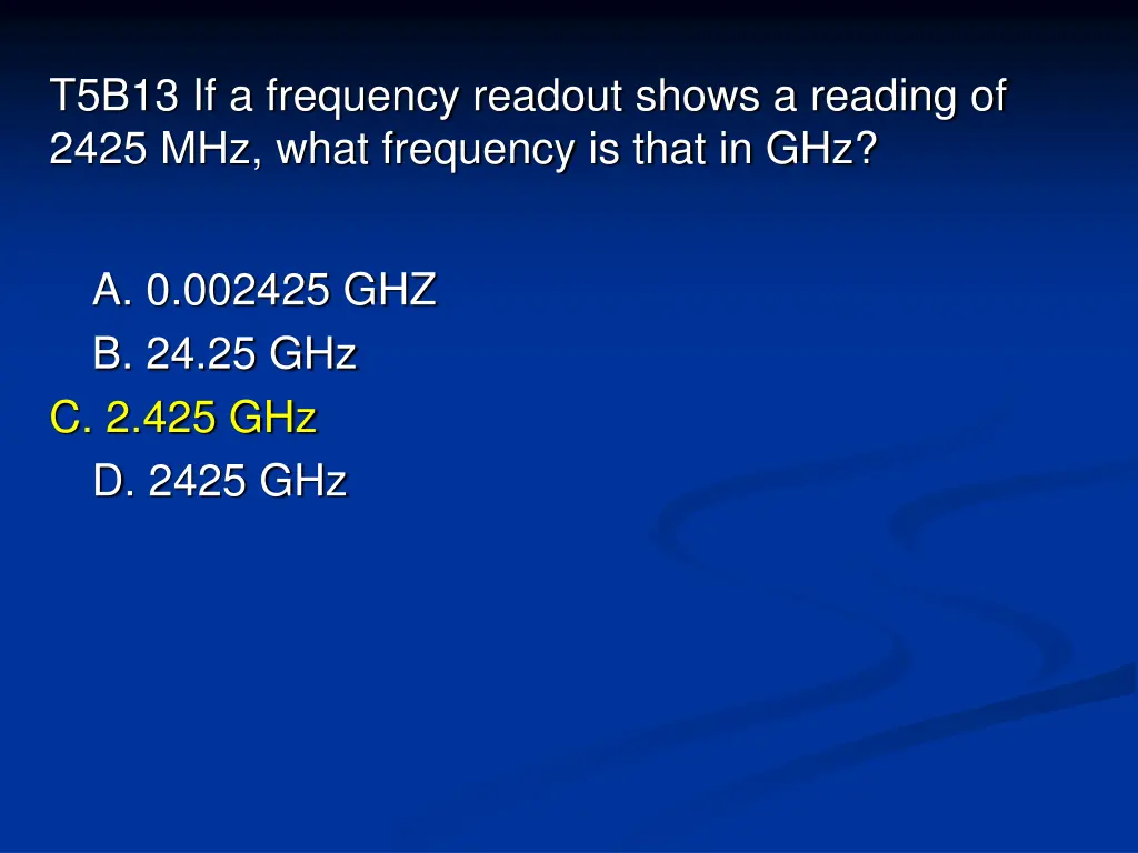 t5b13 if a frequency readout shows a reading 1
